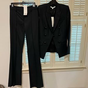 Veronica Beard Leon Dickey Jacket and Hibiscus Pant in green houndstooth 0